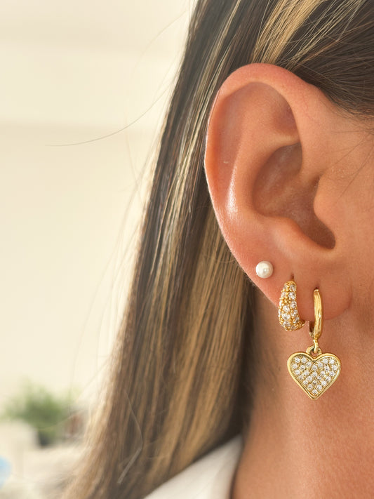 Aretes corazón brillo